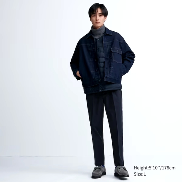 Uniqlo Smart Cotton Cropped Ankle Pants Navy Medium NWT - Picture 1 of 2